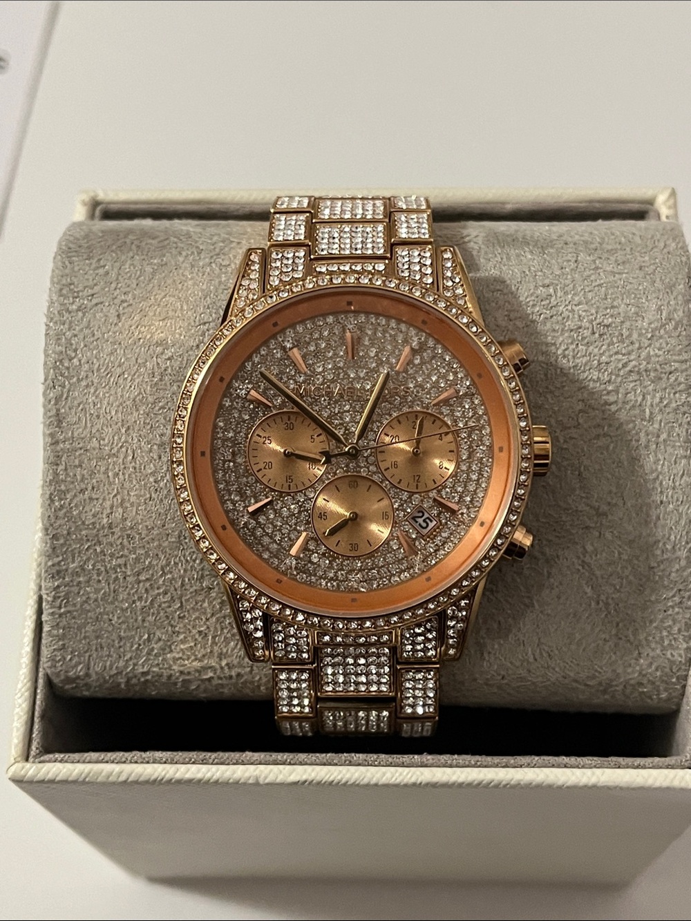 Michael Kors Rose Gold Crystal-Embellished Bracelet Watch - Picture 2 of 4